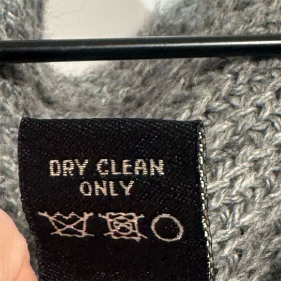 BCBG Max Azria Wool Blend Cardigan Sweater Jacket Gray L Shawl Collar Pockets - Picture 6 of 9